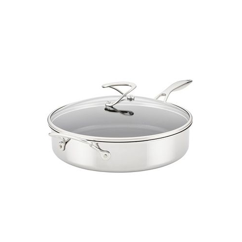Circulon SteelShield C-Series Tri-Ply Clad Nonstick Saute Pan with Lid and Helper Handle 5-Quart Silver