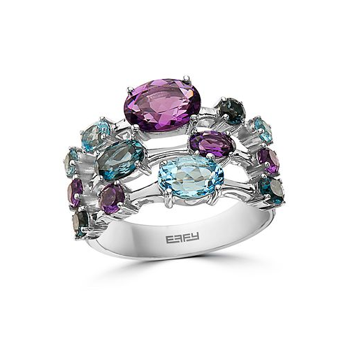 EFFY Collection EFFY Multi-Gemstone Triple Row Statement Ring (3-3/4 ct. t.w.) in Sterling Silver