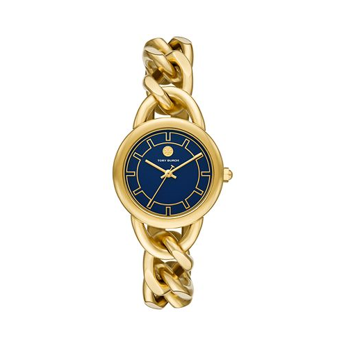 Tory Burch Womens Gold-Tone Stainless Steel Link Bracelet Watch 32mm