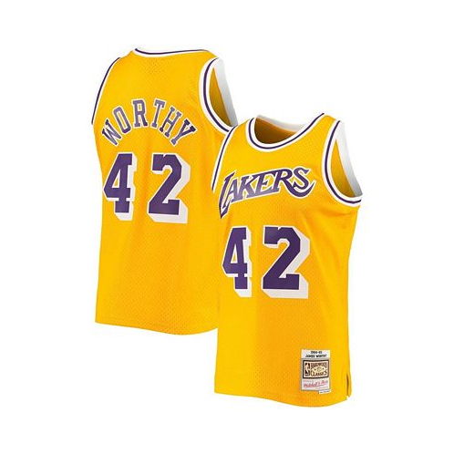 Mitchell & Ness Mens James Worthy Gold Los Angeles Lakers 1984-85 Hardwood Classics Swingman Jersey
