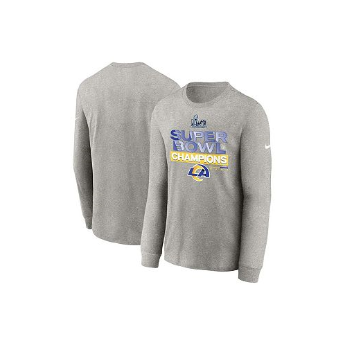 Nike Big Boys Heather Gray Los Angeles Rams Super Bowl LVI Champions Locker Room Trophy Collection Long Sleeve T-shirt