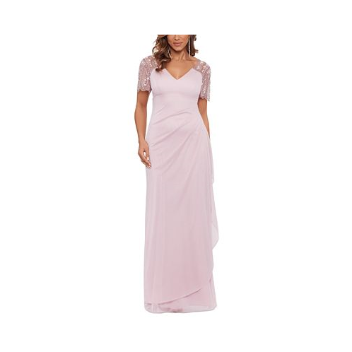 XSCAPE Beaded-Sleeve Gown
