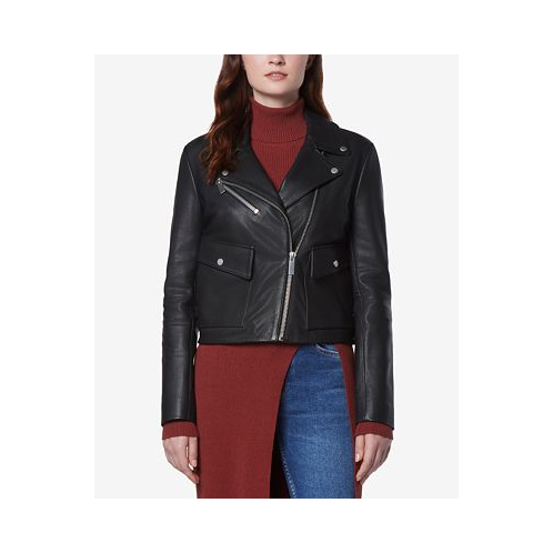Marc New York Womens Seton Asymmetric Leather Moto Jacket