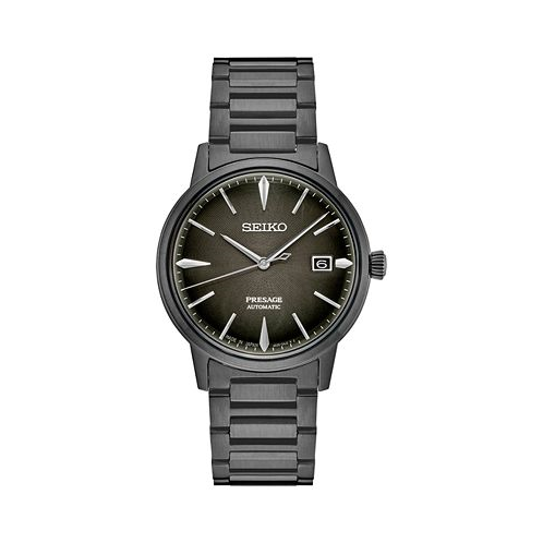 Seiko Mens Automatic Presage Black Ion Finish Stainless Steel Bracelet Watch 40mm