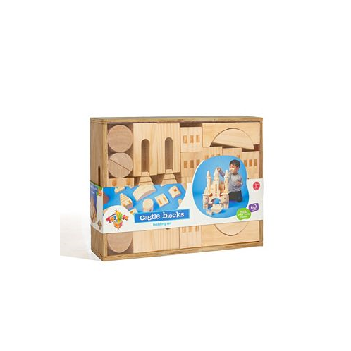 Geoffreys Toy Box Solid Pine Wooden Castle Block Play Set