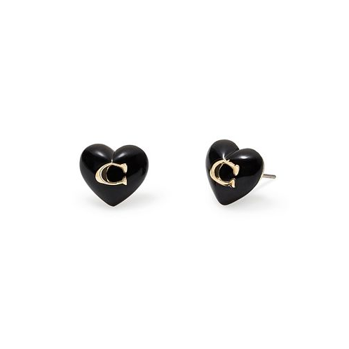 COACH Womens Signature Heart Stud Earrings