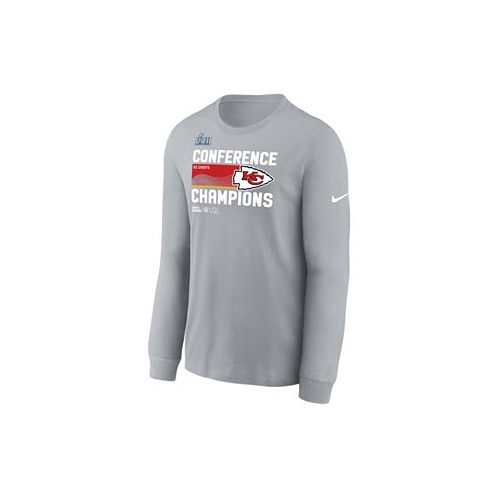 Nike Mens Gray Kansas City Chiefs 2022 AFC Champions Trophy Collection Long Sleeve T-shirt