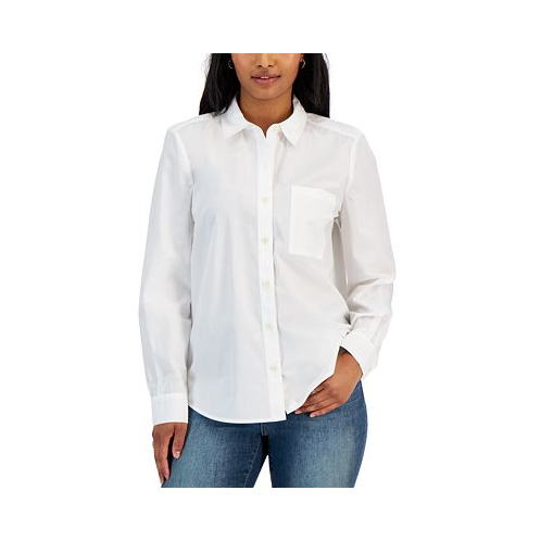 Style & Co Petite Solid Poplin Perfect Shirt