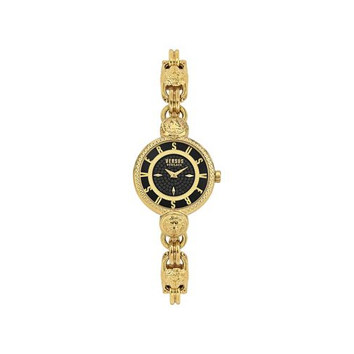 Versus Versace Womens Les Docks Petite 2 Hand Quartz Gold-Tone Stainless Steel Watch 30mm