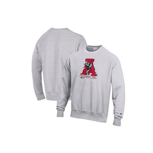 Champion Mens Heathered Gray Alabama Crimson Tide Vault Logo Reverse Weave Pullover Sweatshirt