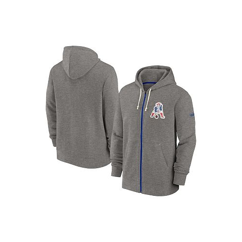 Nike Mens Heather Charcoal New England Patriots Historic Lifestyle Full-Zip Hoodie