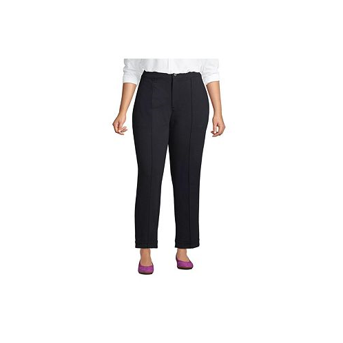 Lands End Plus Size Starfish High Rise Pintuck Straight Leg Elastic Waist Pull On Ankle Pants