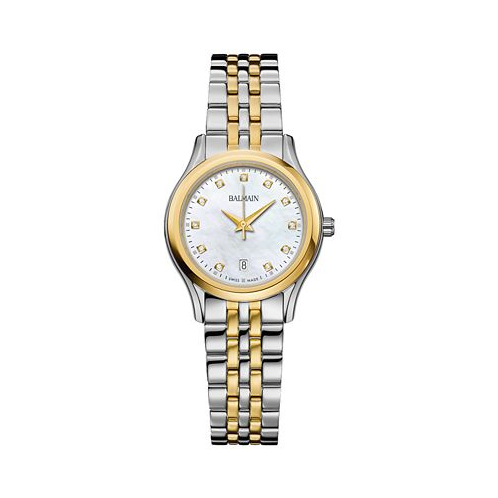 Balmain Womens Swiss Beleganza Diamond (1/20 ct. t.w.) Two-Tone Stainless Steel Bracelet Watch 28mm