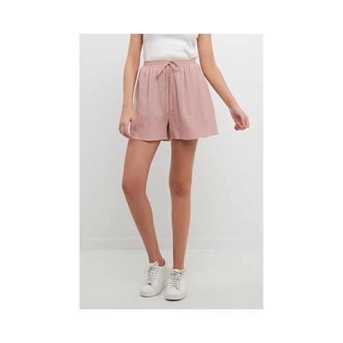 Free the Roses Womens Gauze Shorts With Thick Elastic Band And Pockets