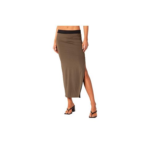 Edikted Womens Reversible Contrast Low Waist Maxi Skirt With Slit