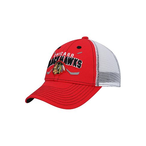 Outerstuff Big Boys and Girls Red and White Chicago Blackhawks Core Lockup Trucker Snapback Hat