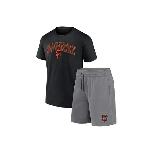 Fanatics Mens Black Heather Gray San Francisco Giants Arch T-shirt and Shorts Combo Set
