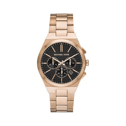 Michael Kors Mens Lennox Quartz Chronograph Beige Gold-Tone Stainless Steel Watch 40mm