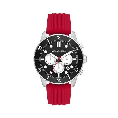 Michael Kors Mens Cunningham Chronograph Red Silicone Watch 44mm