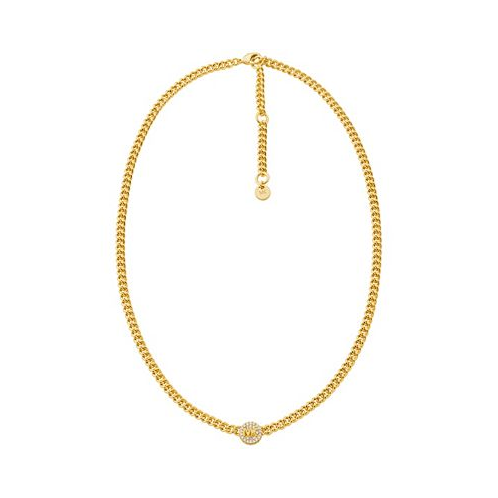 Michael Kors Silver-Tone or Gold-Tone Brass Pave Charm Chain Necklace