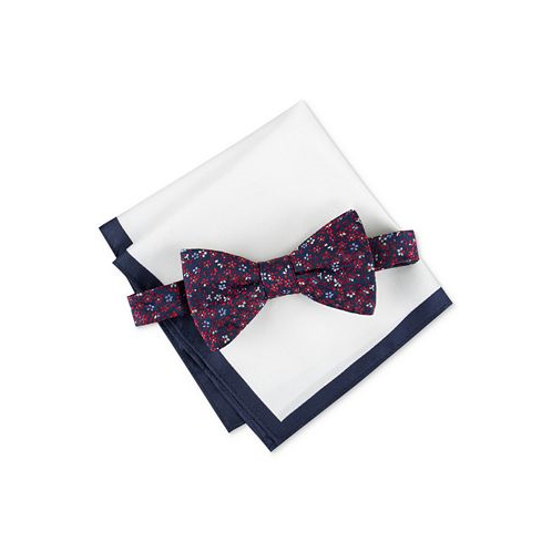 Tommy Hilfiger Mens Botanical Bow Tie & Tipped Pocket Square Set