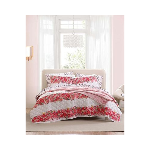 Betsey Johnson Banded Floral 2 Piece Quilt Set Twin