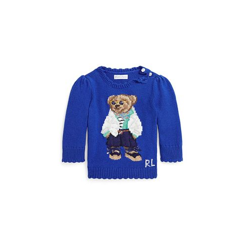 Polo Ralph Lauren Baby Girls Polo Bear Cotton-Cashmere Sweater