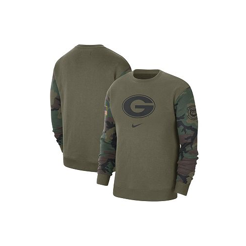 Nike Mens Olive Georgia Bulldogs Military-Inspired Pack Club Pullover Sweatshirt