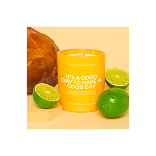 Jill & Ally Its A Good Day to Have a Good Day Crystal Manifestation Candle - Coconut and Lime with Citrine