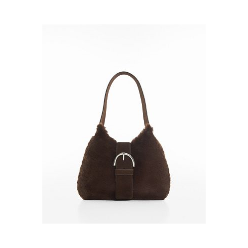 MANGO Womens Buckle Detail Leather-Effect Bag