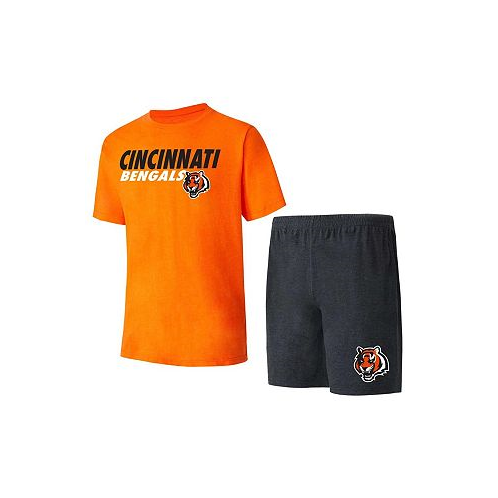 Concepts Sport Mens Black Orange Cincinnati Bengals Meter T-shirt and Shorts Sleep Set