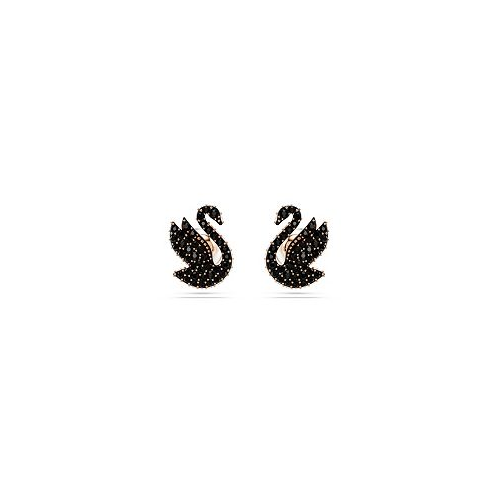 Swarovski Swan Black Rose Gold-Tone Iconic Swan Stud Earrings