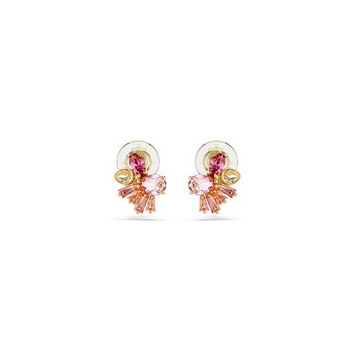 Swarovski Mixed Cuts Flower Pink Gold-Tone Gema Clip Earrings