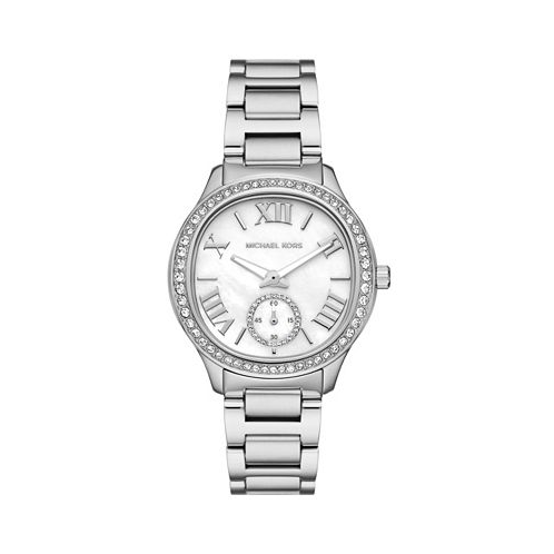 Michael Kors Womens Sage Three-Hand Silver-Tone Stainless Steel Watch 38mm