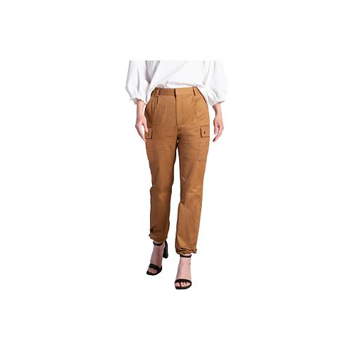 Standards & Practices Womens Poplin Cargo Pants with Bungee Cord Hem