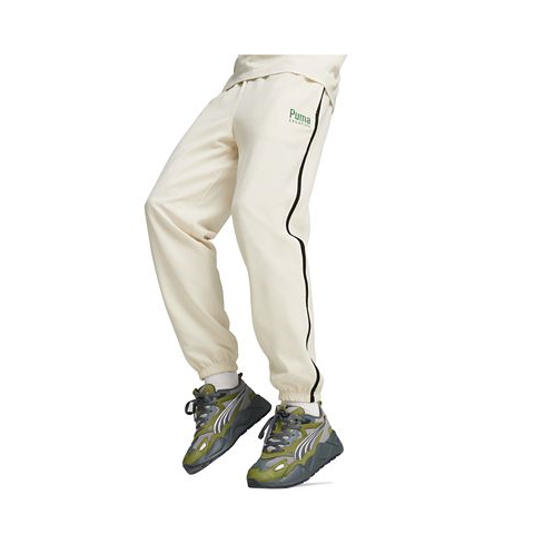 Puma Mens Team Regular-Fit Logo Embroidered Seersucker Track Pants