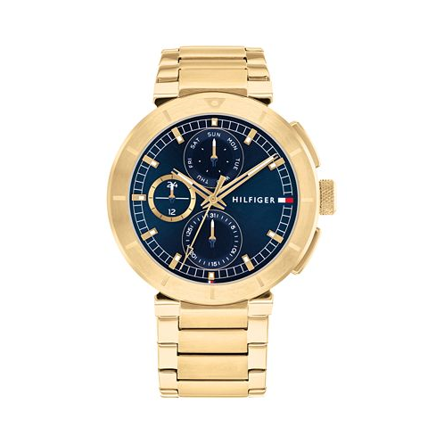 Tommy Hilfiger Mens Multifunction Gold-Tone Stainless Steel Watch 44mm