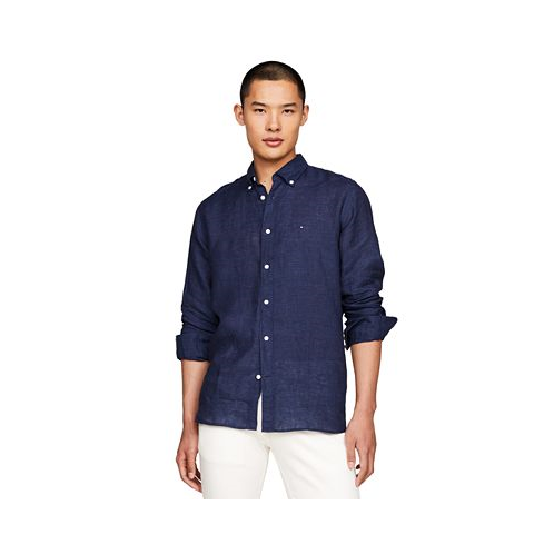 Tommy Hilfiger Mens Pigment-Dyed Button-Down Long Sleeve Shirt