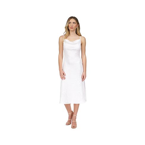 Michael Kors Womens Floral-Sequin Midi Slip Dress