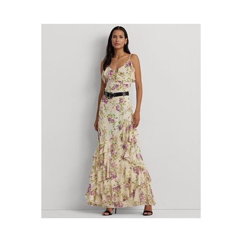 POLO Ralph Lauren Womens Ruffled Floral Column Gown