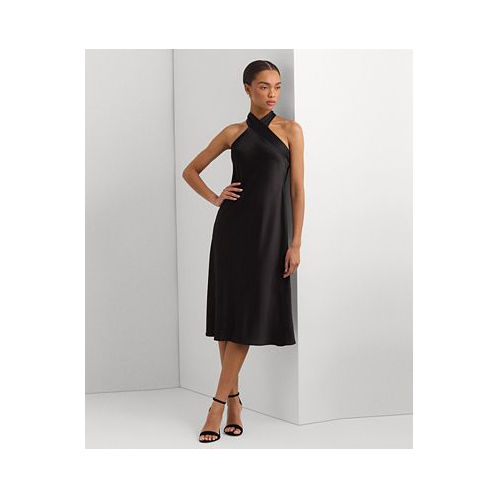 POLO Ralph Lauren Womens Satin Halter A-Line Dress