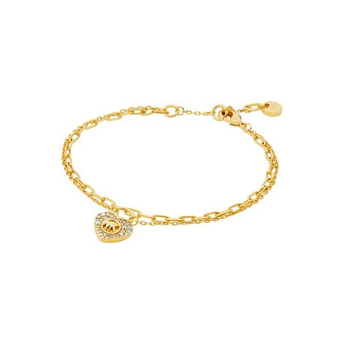 Michael Kors Silver-Tone or Gold-Tone Double Layer Heart Lock Chain Bracelet
