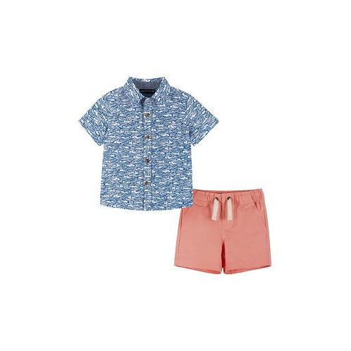 Andy & Evan Infant Boys Shark Print Button down Shirt and Shorts Set
