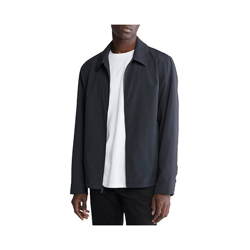 Calvin Klein Mens Seersucker Long Sleeve Zip-Front Shirt-Jacket
