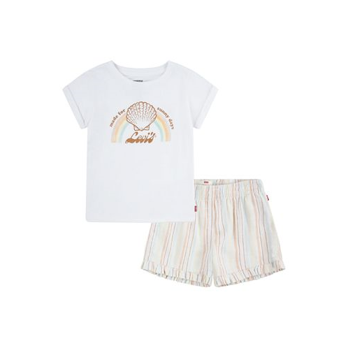 Levis Toddler Girls Shell T-shirt and Frilly Shorts Set