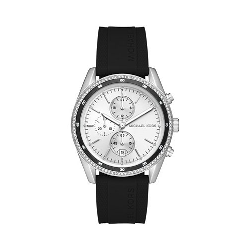 Michael Kors Womens Hadyn Chronograph Black Silicone Watch 42mm