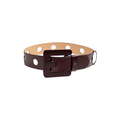 Sam Edelman Womens Perforated Leather Belt with Leather Covered Buckle