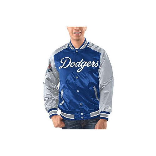 Starter Mens Royal White Los Angeles Dodgers Varsity Satin Full-Snap Jacket