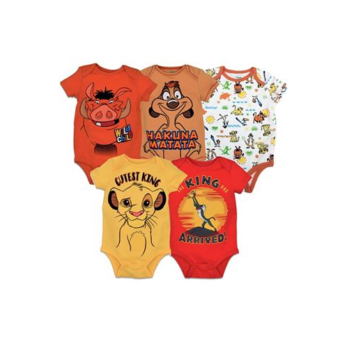 Disney Baby Boys Lion King 5 Pack Short Sleeve Bodysuits Lion King