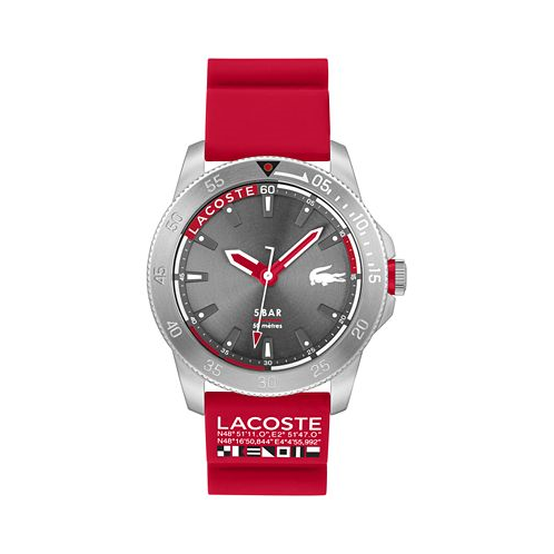 Lacoste Mens Red Silicone Strap Watch 46mm